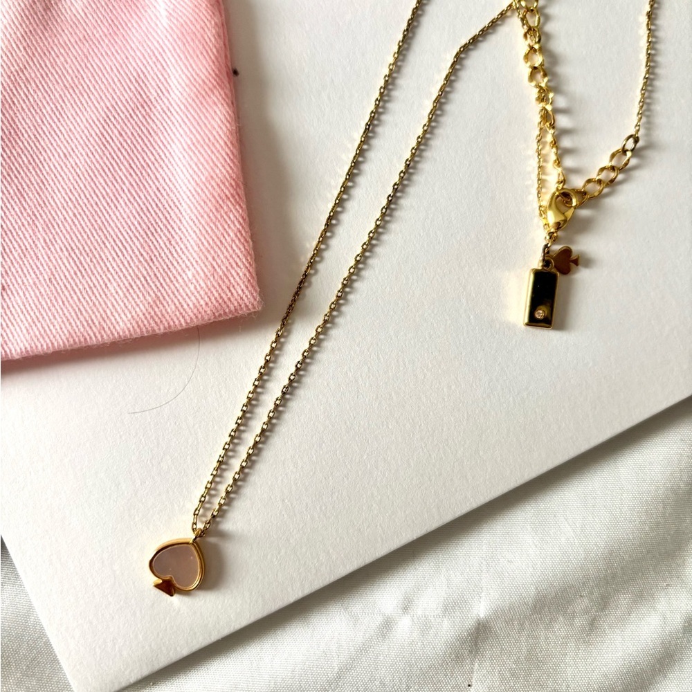 Kate Spade Gold Pendant Necklace with Pink Pouch - Picture 3 of 4